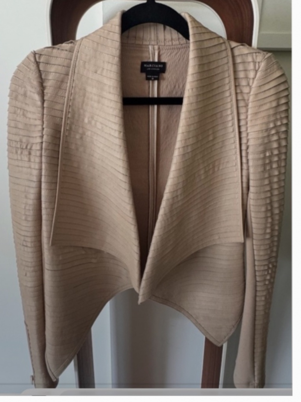 Leather Guess by Marciano Draped Jacket | Taupe | Size 0 | Like New